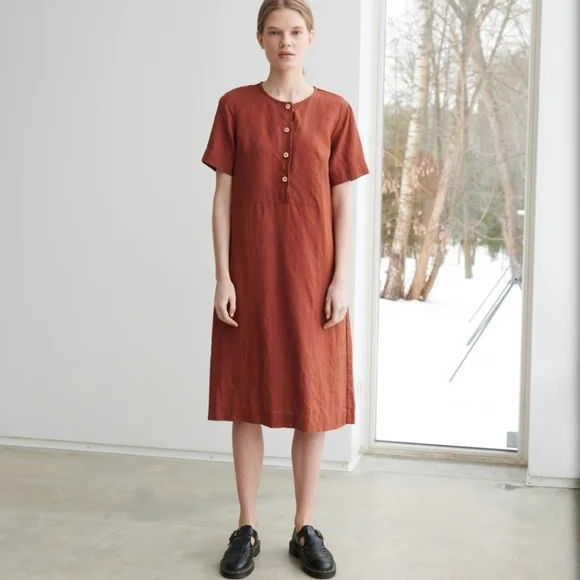 linenfox Bloom Linen Dress small in terracotta - Picture 3 of 10